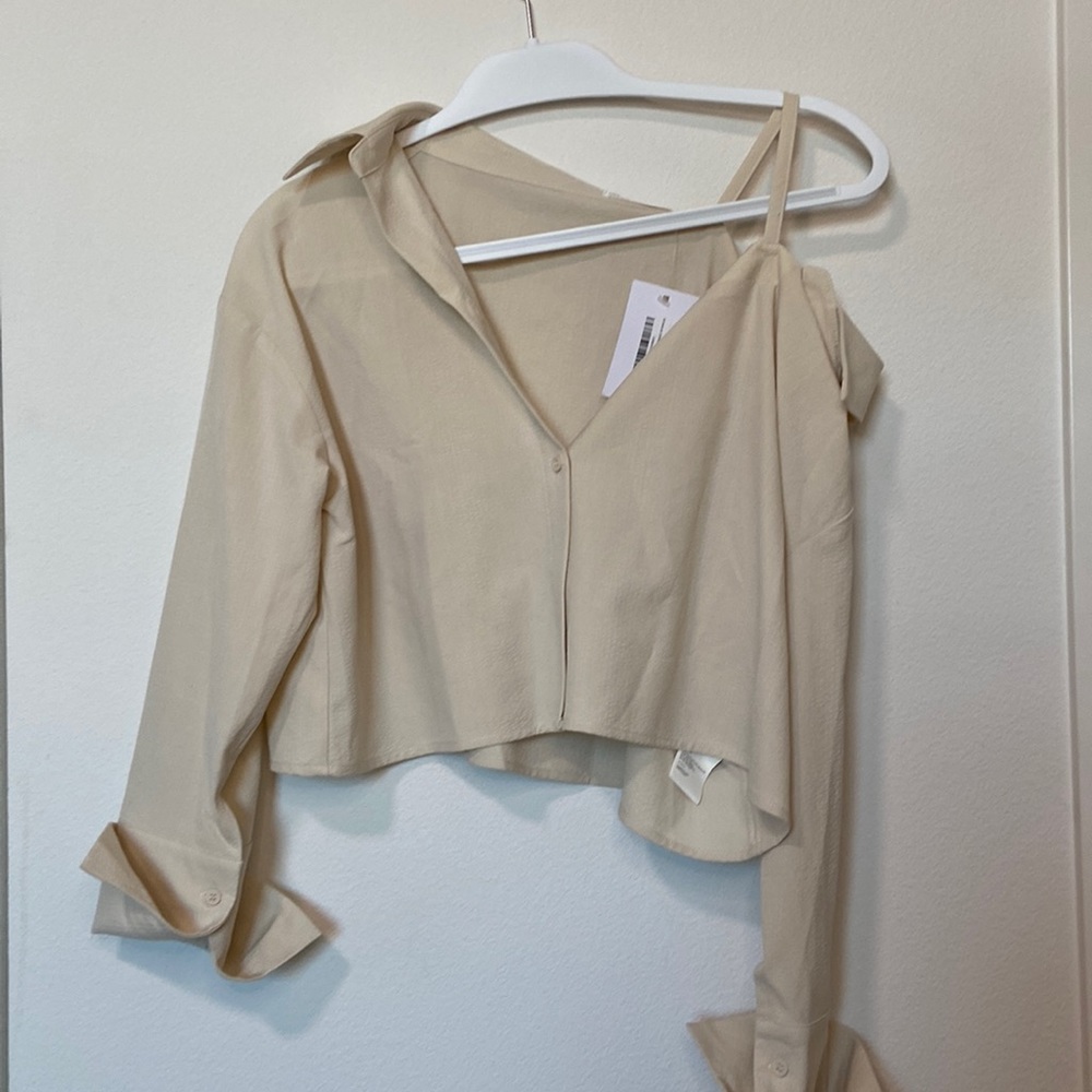 Off shoulder button up blouse